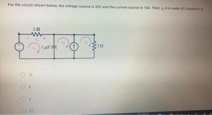 Solved For the circuit shown below, the voltage source is | Chegg.com