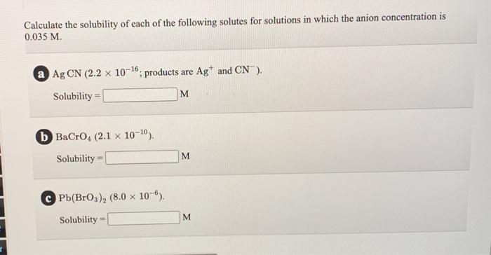 Solved Calculate The Solubility Of Each Of The Following | Chegg.com