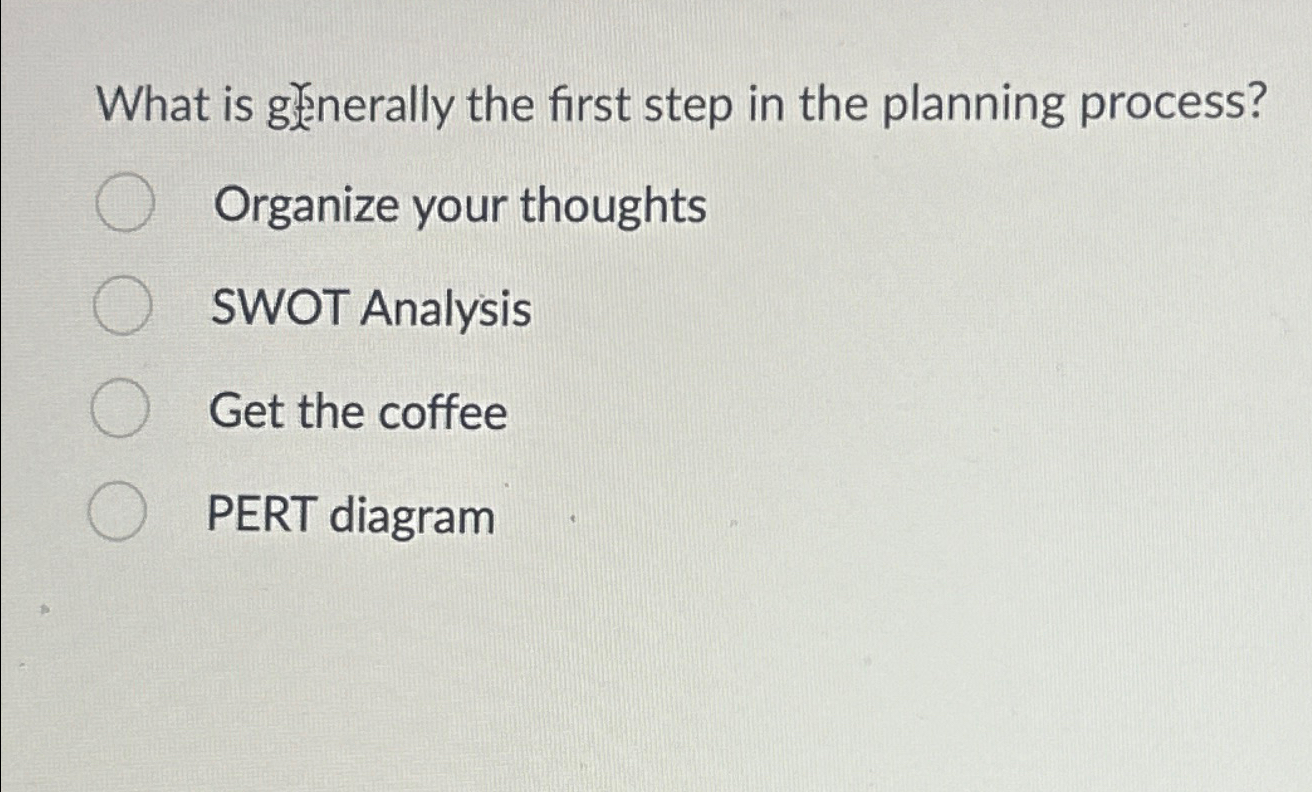 Solved What is generally the first step in the planning | Chegg.com
