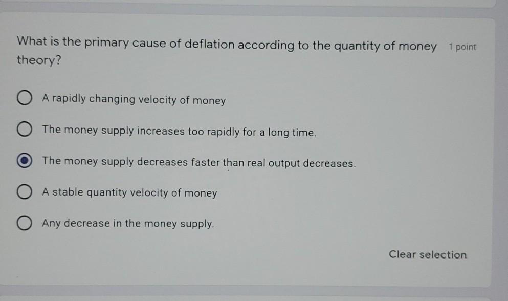 Solved According to the quantity theory of money, what | Chegg.com