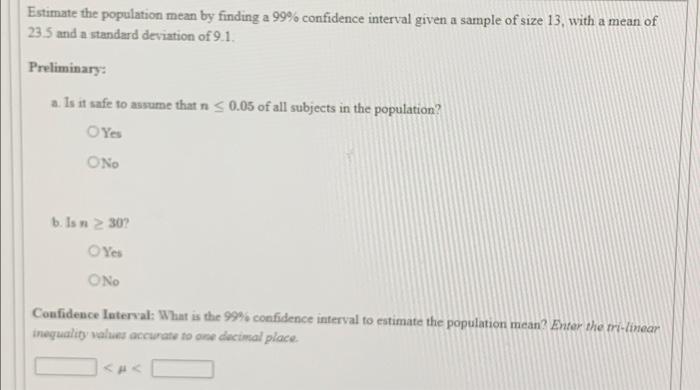 Solved Estimate the population mean by finding a 90% | Chegg.com