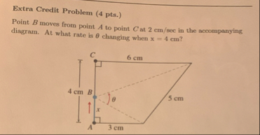 Solved Extra Credit Problem (4 ﻿pts.)Point B ﻿moves from | Chegg.com