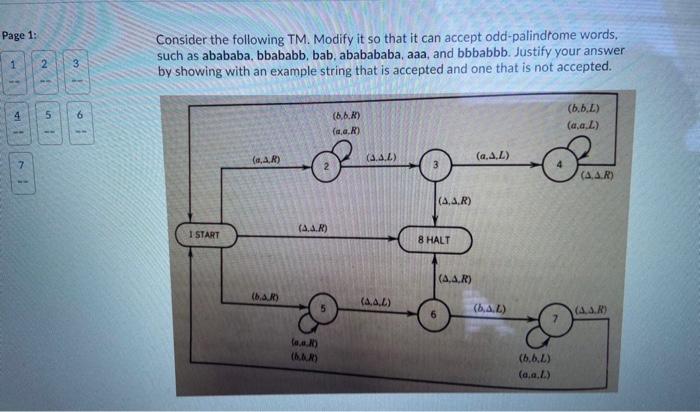 Solved Page 1: Consider the following TM. Modify it so that | Chegg.com
