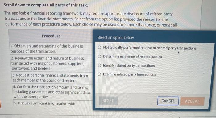 Solved Scroll down to complete all parts of this task. The | Chegg.com