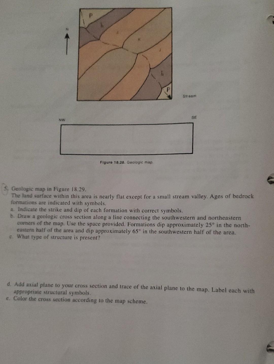 Solved Figure 18.28. Geologic map. 5. Geologic map in Figure | Chegg.com