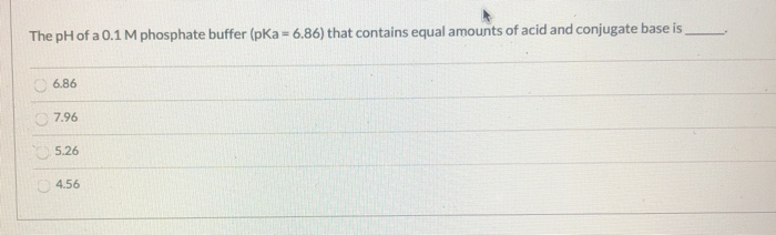 Solved The pH of a 0.1 M phosphate buffer (pka = 6.86) that | Chegg.com