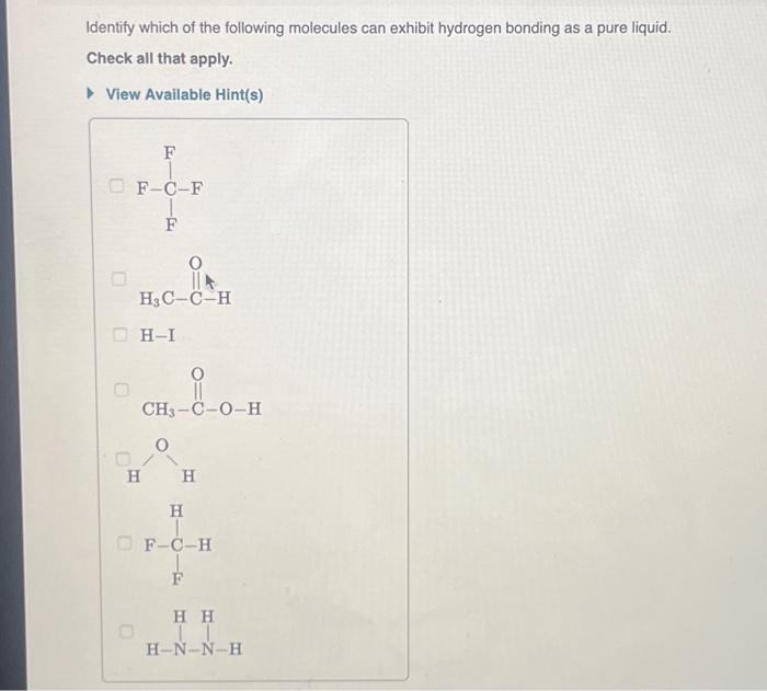 Solved Identify Which Of The Following Molecules Can Exhibit | Chegg.com