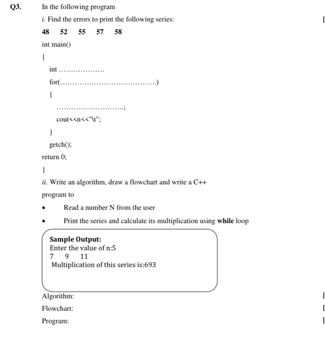 Solved Q3. In the following program i. Find the errors to | Chegg.com