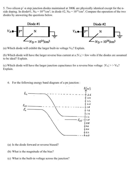 Solved 5. Two silicon p'-n step junction diodes maintained | Chegg.com