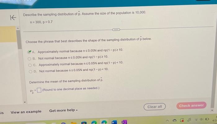 Solved Describe the sampling distribution of p^. Assume the | Chegg.com