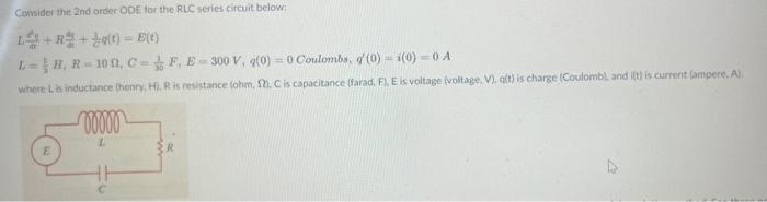 Solved Covsider the 2 nd order ODE tor the RLC series | Chegg.com
