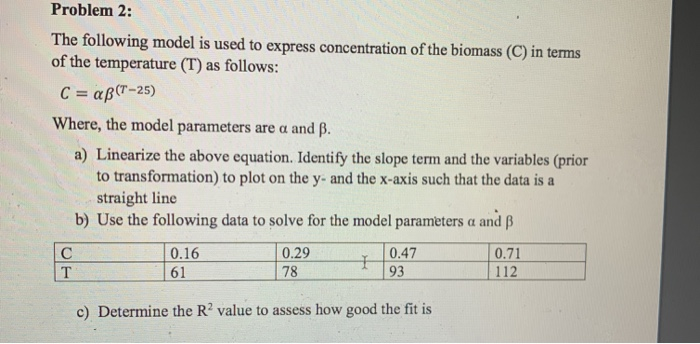 Solved Problem 2: The following model is used to express | Chegg.com