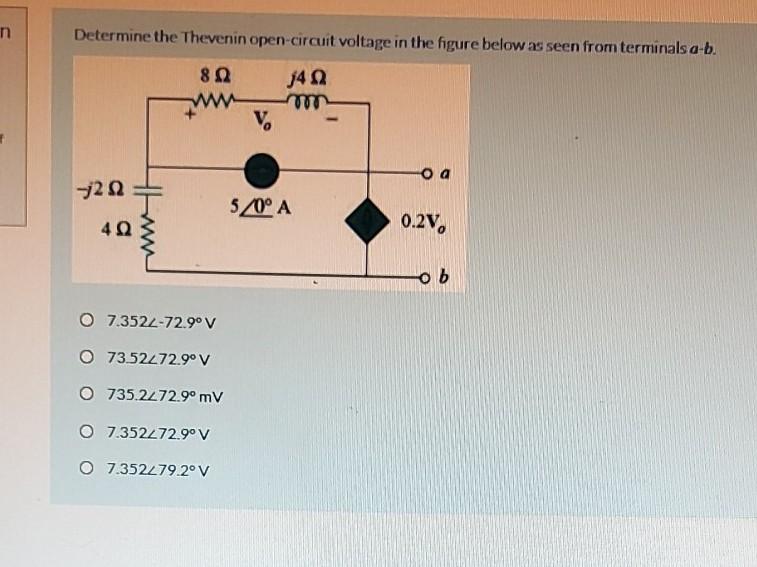 Solved N Determine The Thevenin Open Circuit Voltage In T Chegg Com