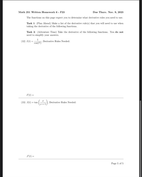 Solved Math 251 Written Homework 6 - F23 Due Thurs. Nov, 9, | Chegg.com