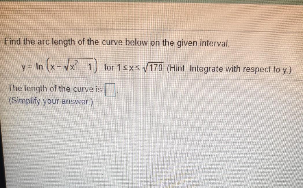 Solved Find The Arc Length Of The Curve Below On The Given | Chegg.com