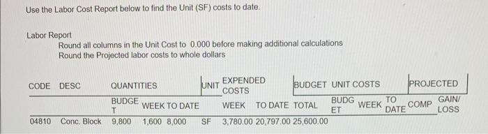 Solved Complete the Labor Cost Report to find the Project | Chegg.com