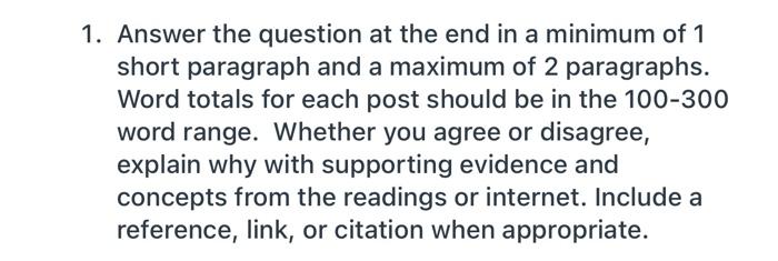 1 Answer The Question At The End In A Minimum Of 1 Chegg Com