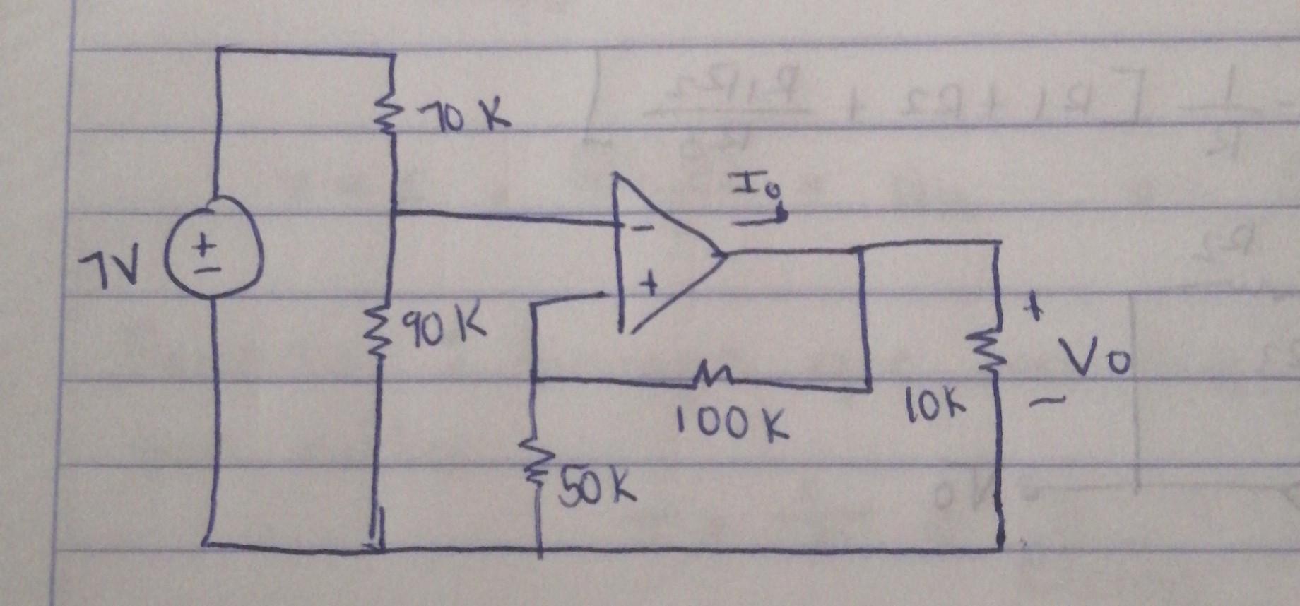 Solved & 10K к Ig + 7V (+ + 890k 3 vo 100 K lok 50k | Chegg.com