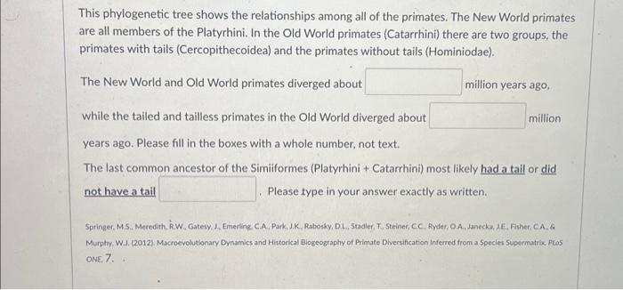 Solved are all members of the Platyrhini. In the Old World | Chegg.com