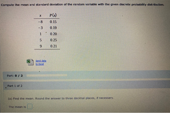 find x given mean and standard deviation excel