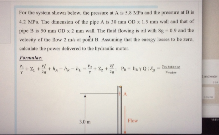 Solved For the system shown below, the pressure at A is 5.8 | Chegg.com
