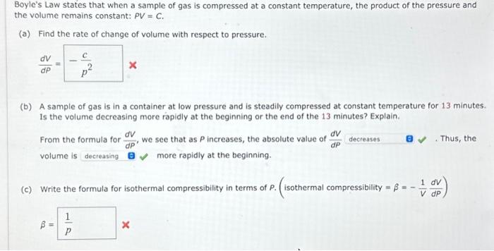 Solved Boyle&rsquo;s Law states that when a sample of gas is | Chegg.com