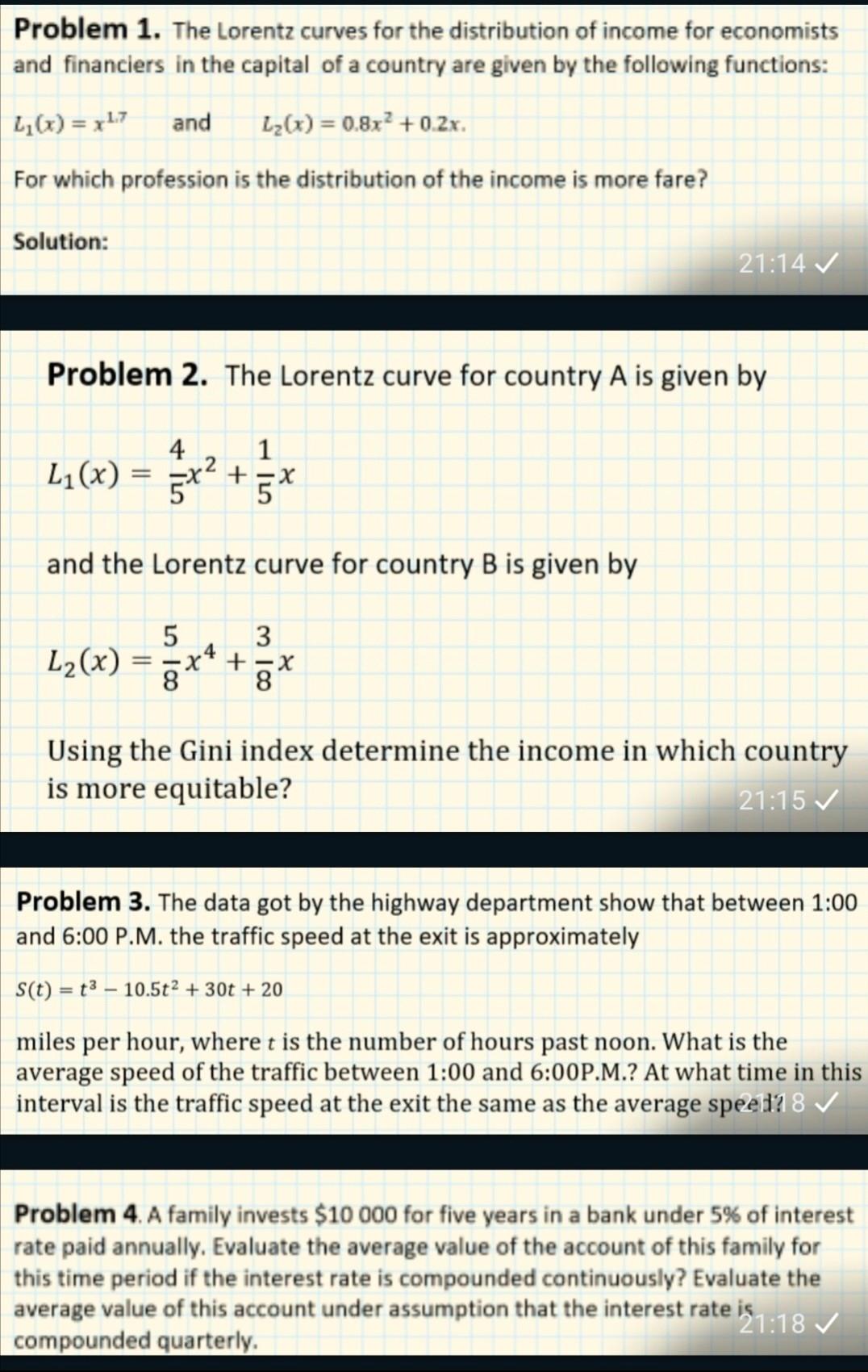 Solved Problem 1. The Lorentz curves for the distribution of | Chegg.com