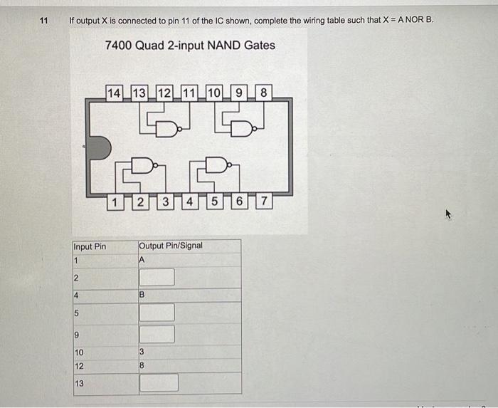 Solved 11 If output X is connected to pin 11 of the IC | Chegg.com