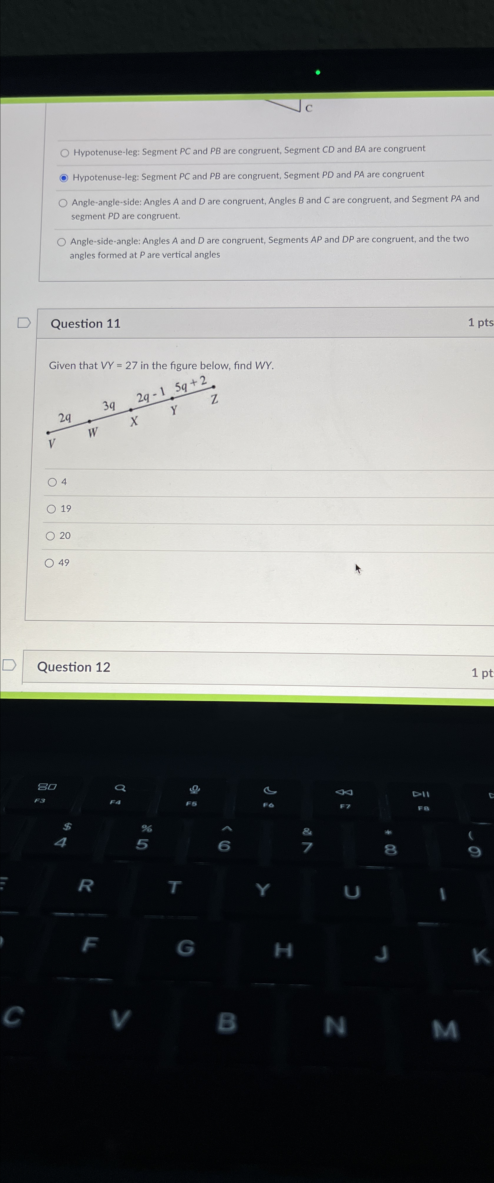 Solved Hypotenuse-leg: Segment PC ﻿and PB ﻿are congruent, | Chegg.com