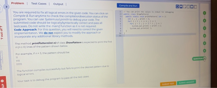 Solved Problem Test Cases | Output Comple and Run SHQ000 1 | Chegg.com