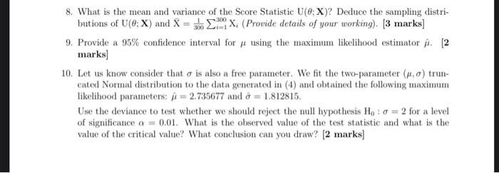 Solved 8. What is the mean and variance of the Score | Chegg.com
