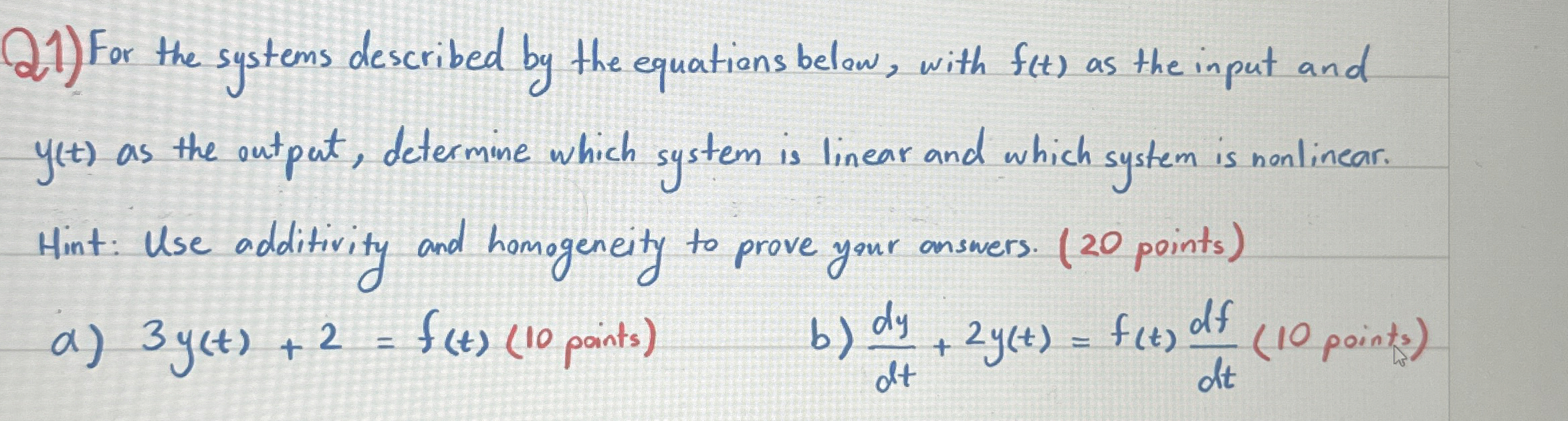 Solved For The Systems Described By The Equations Below Chegg Com