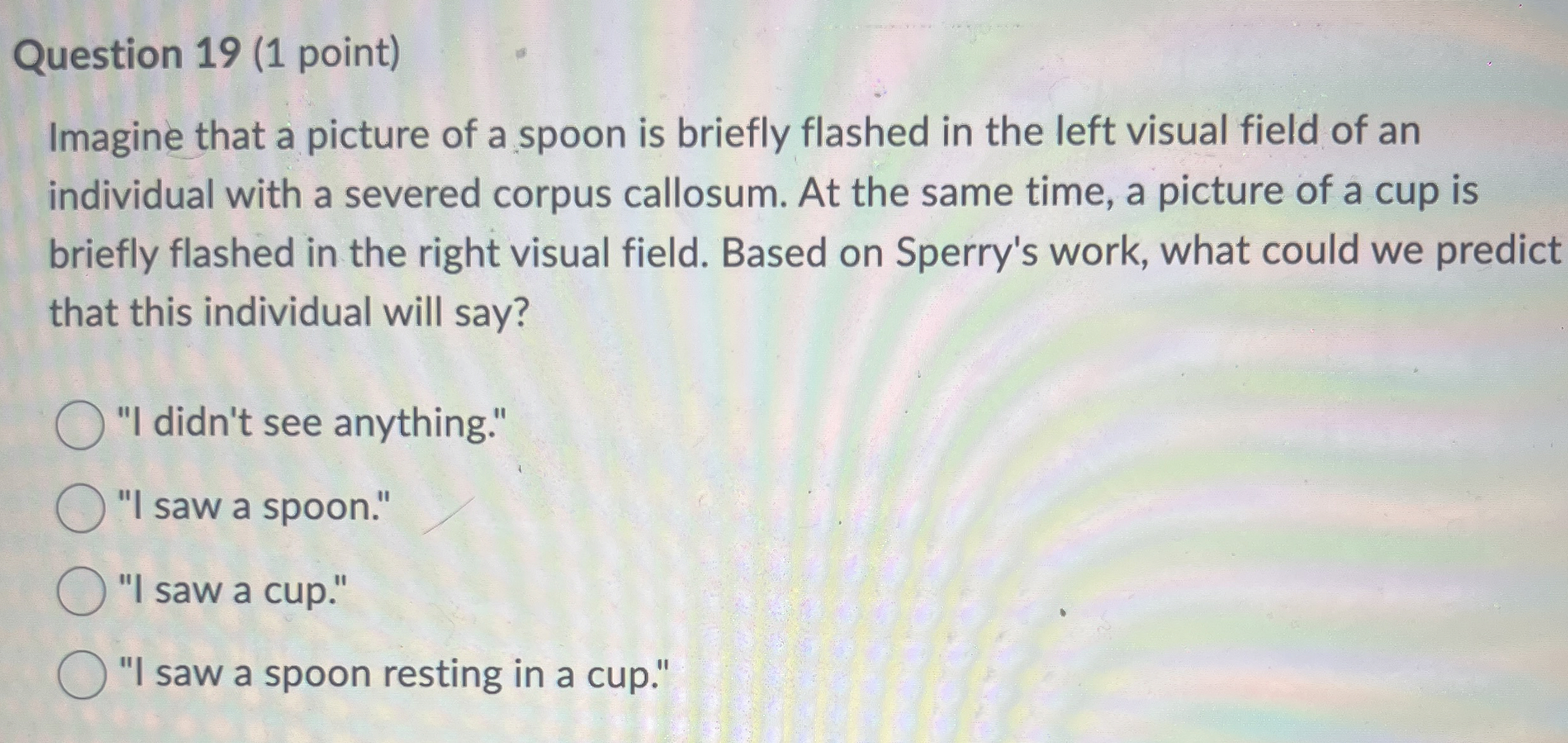 Solved Question 19 (1 ﻿point)Imagine that a picture of a | Chegg.com