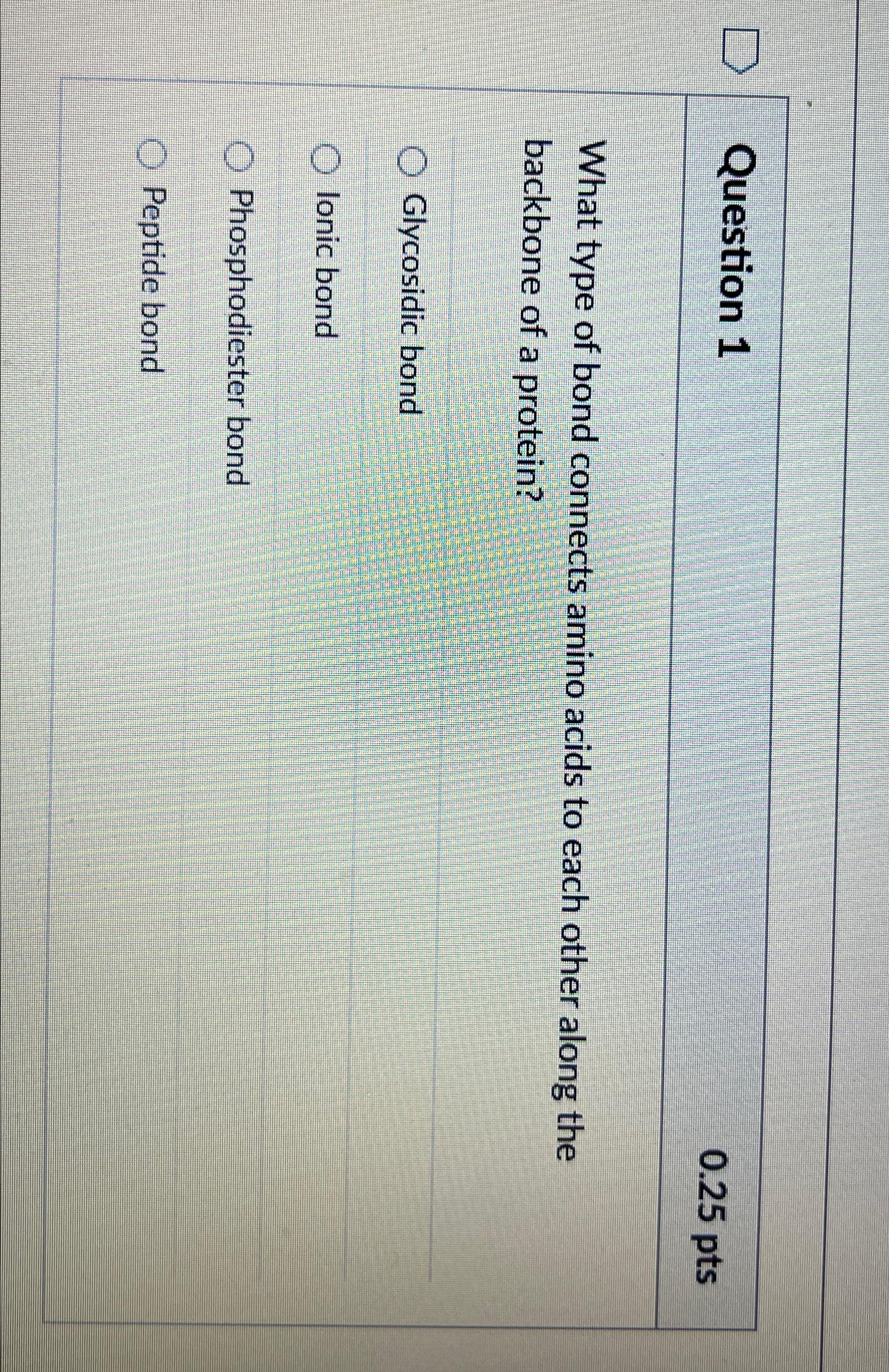 Solved Question 10.25ptsWhat type of bond connects amino | Chegg.com