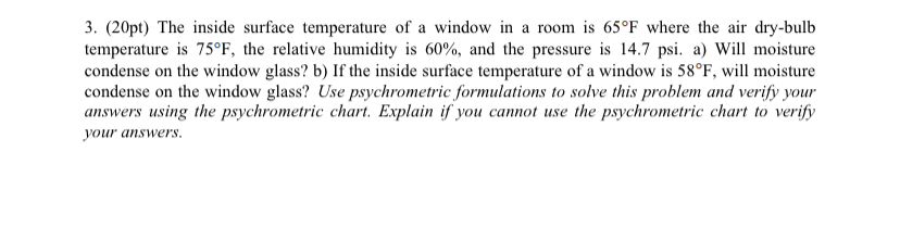 Solved ( 20 ﻿pt ) ﻿The inside surface temperature of a | Chegg.com