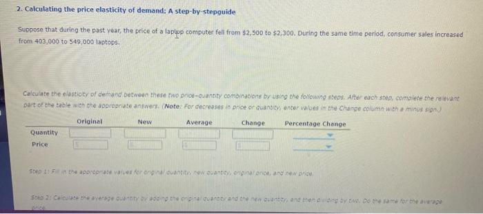 Solved 2. Calculating The Price Elasticity Of Demand: A | Chegg.com