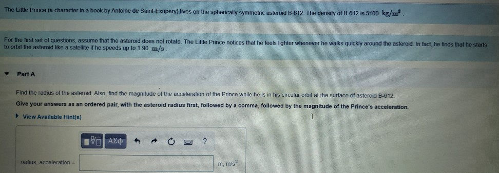 Solved The Little Prince (a Character In A Book By Antoine | Chegg.com