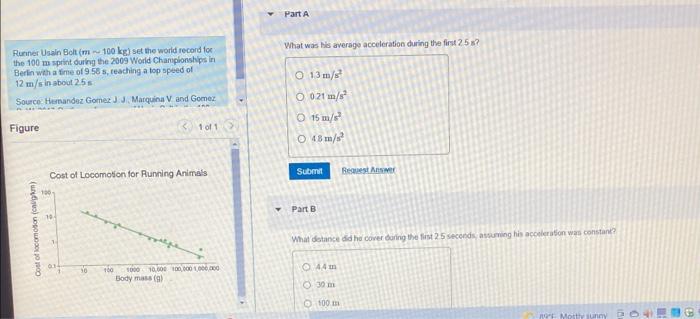 Solved Runner Usain Bolt (m 100 kg) set the world record for | Chegg.com