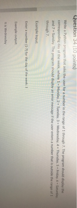Solved Question 34 (10 points) Write a Python program that | Chegg.com