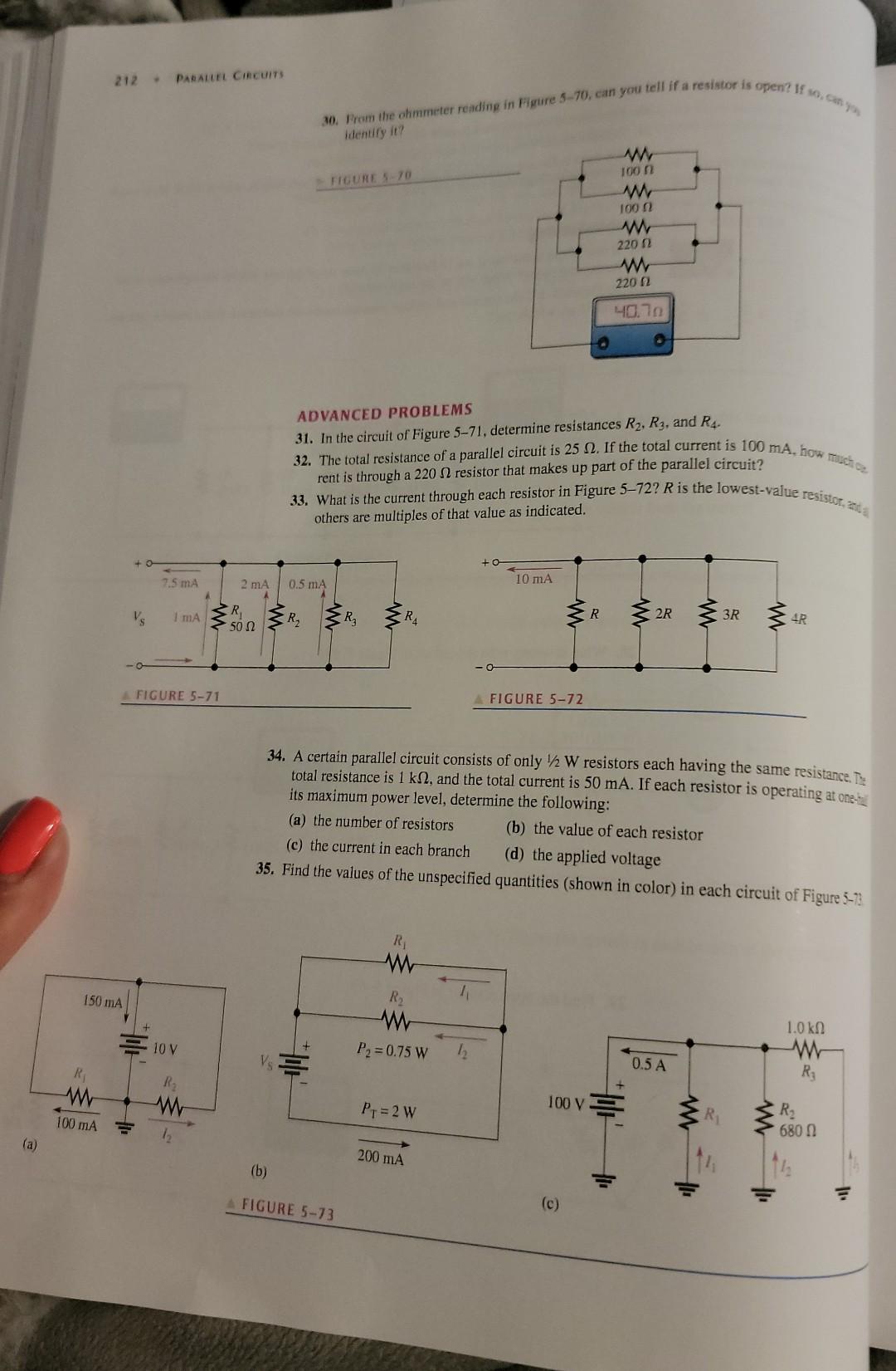 Solved 212 PARALLEL CIRCUIT 30. From the ohmmeter reading in