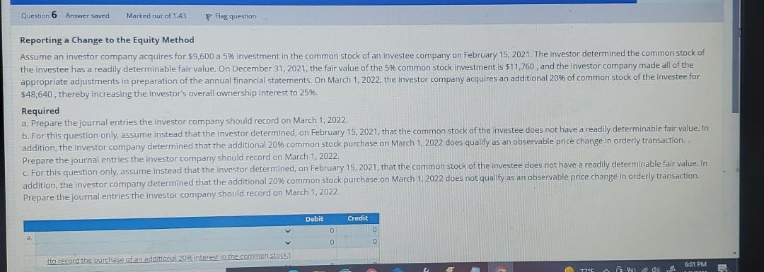 Solved Reporting a Change to the Equity Method Assume an | Chegg.com