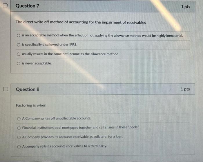 The direct write off method of accounting for the | Chegg.com