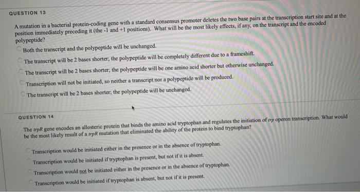 Solved QUESTION 13 A mutation in a bacterial protein-coding | Chegg.com
