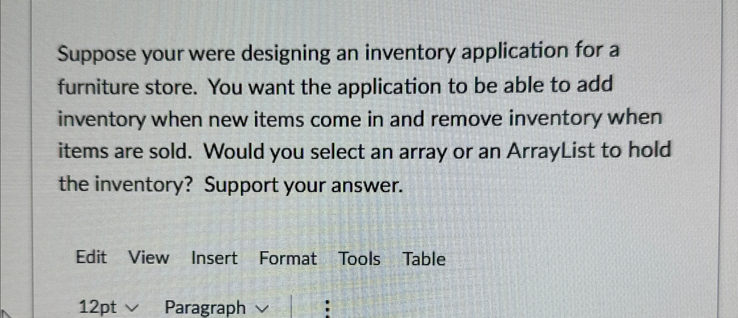 Solved Suppose your were designing an inventory application | Chegg.com
