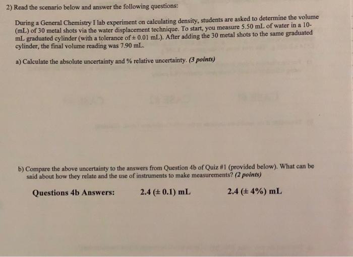 Solved how do i calculate the uncertainty and why it is | Chegg.com