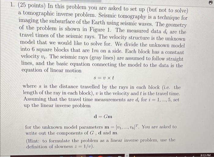 Solved 1. (25 points) In this problem you are asked to set | Chegg.com