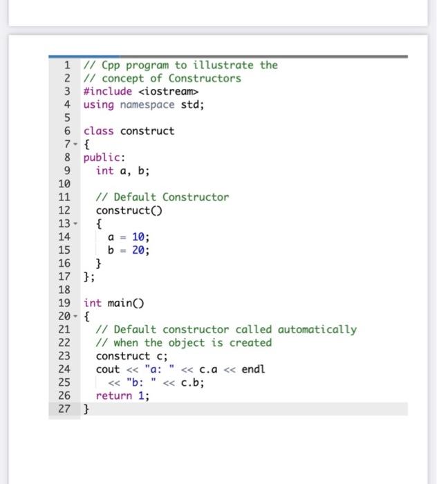 Solved 1 // Cpp program to illustrate the 2 // concept of | Chegg.com