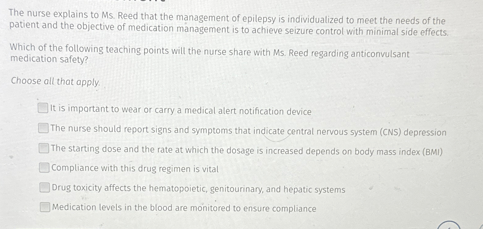 Solved The nurse explains to Ms. ﻿Reed that the management | Chegg.com