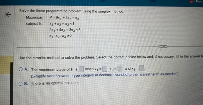 Solved Solve the linear programming problem using the | Chegg.com