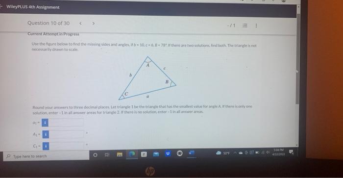 Solved use the figure below to find the missing sides and | Chegg.com